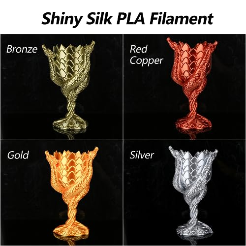 AMOLEN PLA 3D Printer Filament PLA Filament 1.75mm Silk Filament Bundle,Gold, Silver,Bronze, Red Copper,3D Printing Filament Bundle, 200gX 4 Spools - color: Gold/Silver/Bronze/Red Copper