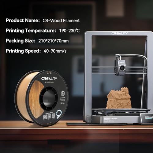 Creality 3D Printer Filament Wood PLA 1.75mm 2KG, Upgrade PLA+ Filament Strong Toughness No-Tangling Vacuum Packaging 3D Printing Filament Fit Most 3D Printers - color: Pla-2*1kg Wood