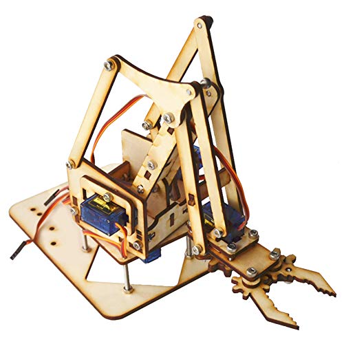 143 4 DOF Robot Arm Robotic Arm Kit Robot Arm Wood Robotic Mechanical Arm SG90 Servo for SNAM1500, for Students, DIY Enthusiasts