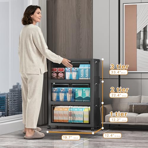 UAMFURI Stackable Storage Bins, 330QT Collapsible Drawers with 2 Lids - color: Dark-55qt, size: 6Pack with 2 top lids