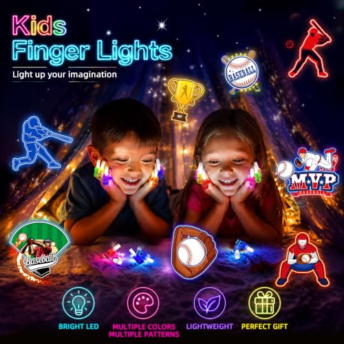 24 Pcs Baseball Party Favors LED Finger Lights Toys for Kids Ages 3-12 - style: Baseball