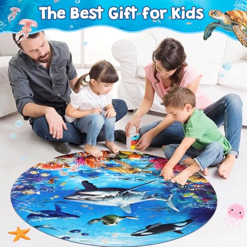 DIGOBAY Underwater Ocean Floor Puzzle for Kids Ages 4-6, Shark Toys for Boys Girls, 70 Pieces Large Jigsaw Shark Puzzles for Kids Ages 4-8, Educational Ocean Animals Toys for Birthday Christmas - style: Underwater