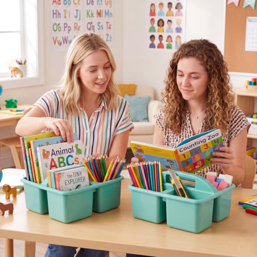Geelin 6 Pack Classroom Caddy with Handle Plastic Storage Caddy, Green