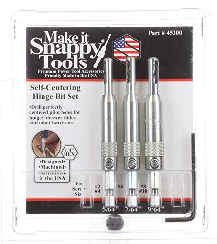 Snappy 3pc Self Centering Hinge Drill Bit Set Made in USA