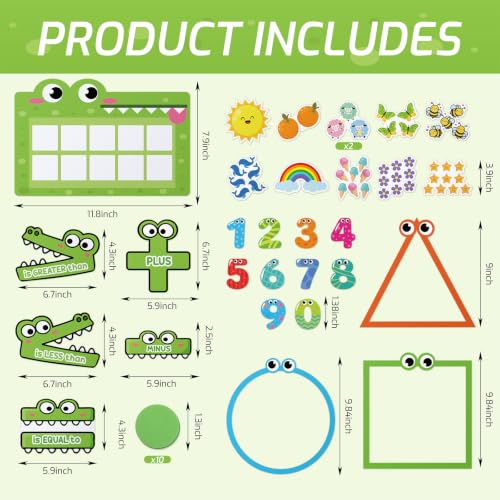 40 Pcs Jumbo Magnetic Number and Ten Frames Set for Whiteboard