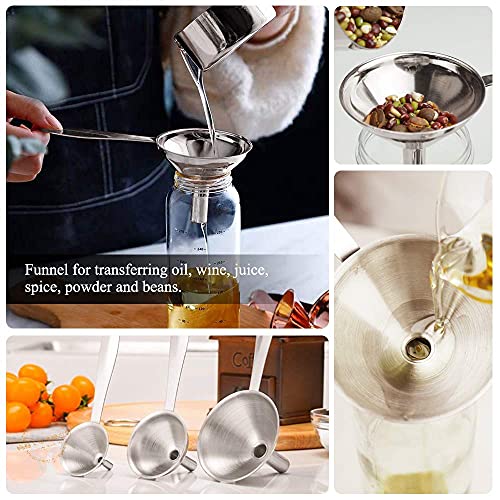 Small Funnels for Filling Bottles Stainless Steel Kitchen Funnels (Long) - size: Long-handled