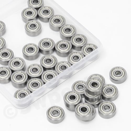 Swpeet 24Pcs 623ZZ Ball Bearings Assortment Kit, 3 x 10 x 4mm Carbon Steel Deep Groove Bearings, Miniature Bearings, Double Shielded - size: 623ZZ-24PCS, style: Carbon Steel