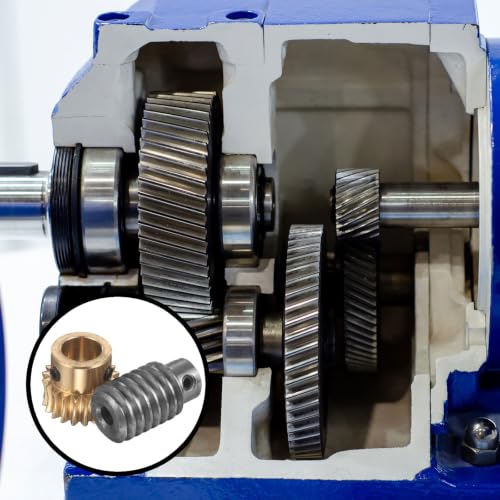 uxcell Worm Gear Set 20T 1 Module 20:1 Reduction Rate, 12mm/6mm Bore - size: 12mm/6mm Bore (1Mod 20T)