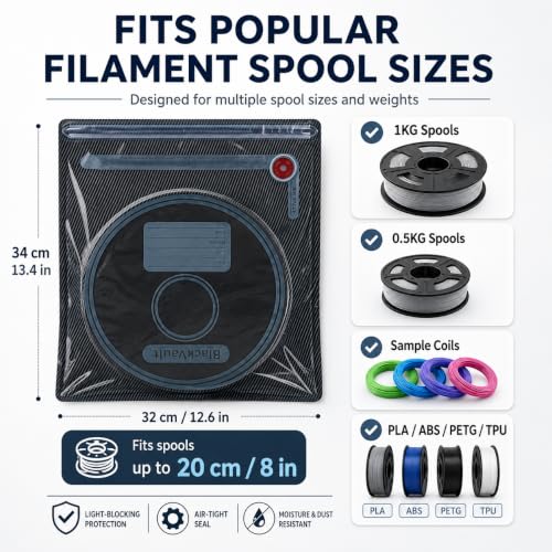 20Pcs 3D Printer Filament Storage Bags, Blackout Vacuum Kit with USB Pump