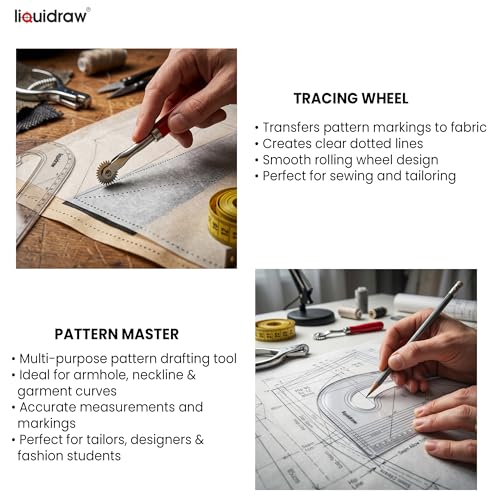Liquidraw Pattern Making Sewing Kit, 7 Pieces for Sewing and Dressmaking - style: Pattern Maker Set of 7