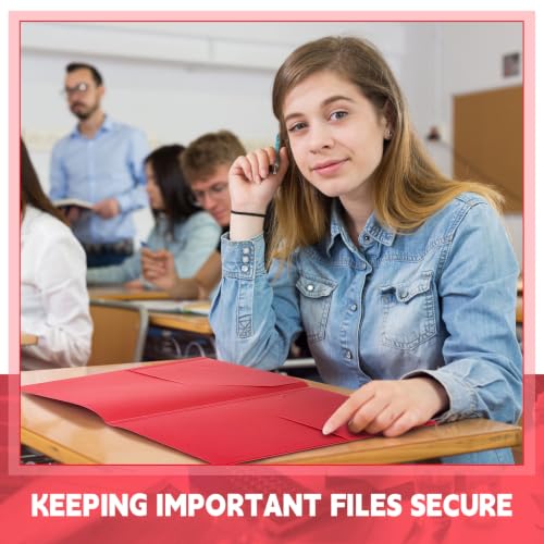 48 Pcs Plastic Folders with Clear Front Pocket, 2 Pocket, Red - color: Red