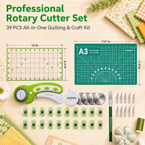 Rotary Cutter Set, 45mm Fabric Cutter (Teal) - color: Teal