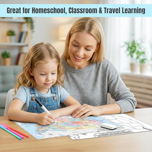 JELLY BEAN GENIUS World, USA, Europe & Middle East 4 Piece Map Poster Set – 11x17 Laminated Dry Erase Study Maps | Double-Sided Geography Maps with Blank Outline Back | Homeschool & Test Prep - color: 4 Piece Set; World, Europe, USA & Middle East Maps
