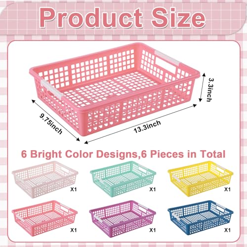 gisgfim 6 Pack Plastic Turn in Paper Trays for Classroom Storage Bin Basket Organizers for School Teacher Supplies Classroom Office Home Organization and Storage Tray Holds 4A Paper File (Colorful) - color: Colorful