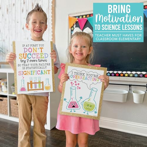 6 Science Posters for Classroom Decor Motivational Wall Art Biology Posters - color: Varsity Letter