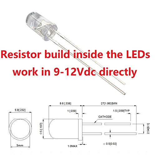 9V - 12V LED Mix (5mm)20pcs in each color(total: 200pcs) Gauge Cluster Instrument Light Emitting diode - color: 10colors X20=200pcs, size: 200 Count (Pack of 1)