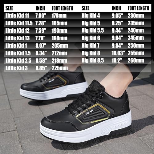 Wooowyet Roller Skate Shoes for Kids Boys Girls Rechargealbe Wheels Sneakers Fashion Roller Wheeled - color: Black, size: 3 Little Kid