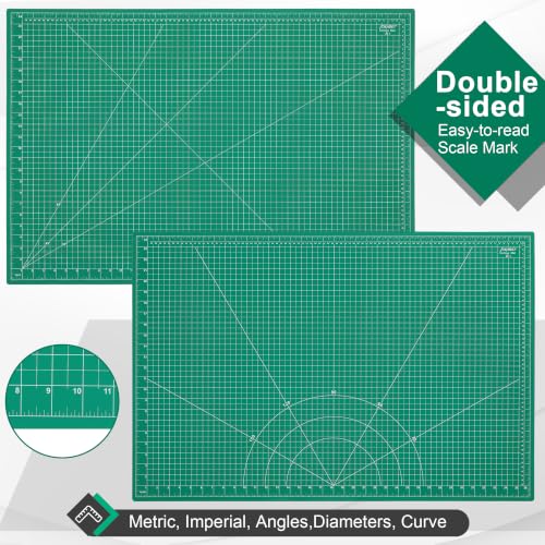 Density-upgraded 24" x 36" Large Self Healing Sewing Mat, Idemeet Rotary Cutting Mat 5-Ply Cut Board for Crafts Hobby Project, Scale Size 24" x 36", A1, Green - color: Green, size: 36.8"L x 24.8"W