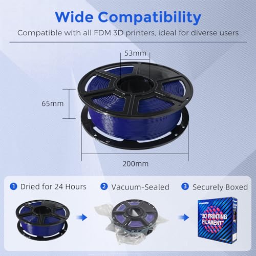 FLASHFORGE PETG Pro Filament 1.75mm Blue, 3D Printer Filament 1kg (2.2lbs) Spool, Dimensional Accuracy +/- 0.02mm, 3D Printing Filament for Various Mechanical Parts, Waterproof Parts - color: Blue