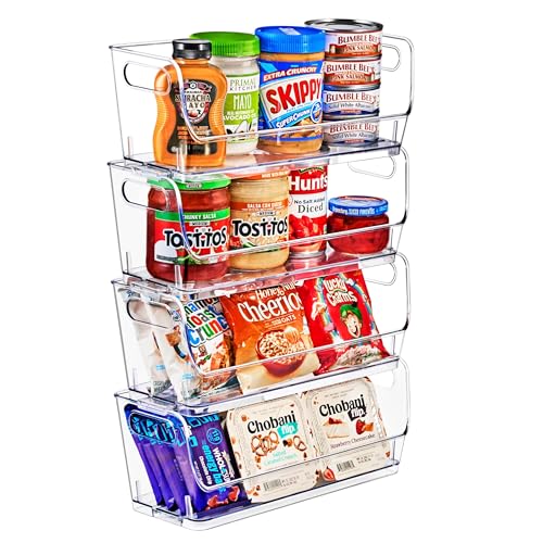 Sorbus Clear Pantry Organizer with Stackable Storage Bins, Open Front - size: Small Narrow, style: 4 Pack