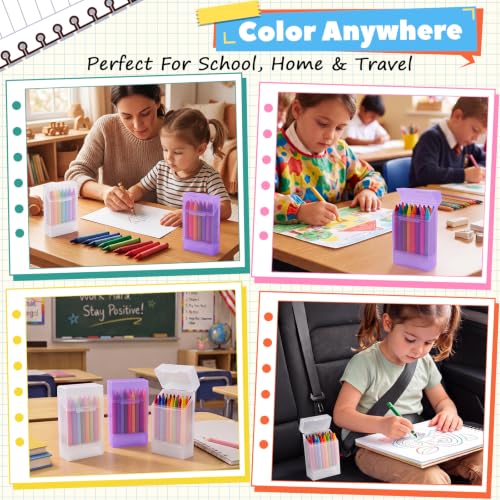 Clabby 2 Pcs 2 in 1 Plastic Crayon Box with Sharpener Holds 24,Clear,Purple - color: Clear,Purple