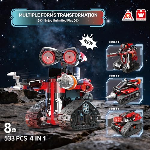 4-in-1 RC Robot Building Kit, STEM Robotics for Kids Ages 8-12, 533 PCS