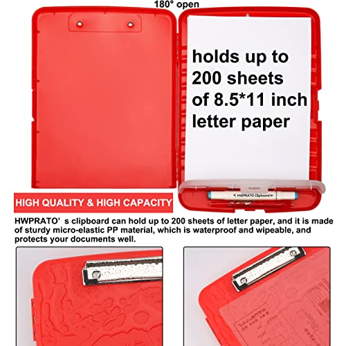 HWPRATO Clip Board Storage Clipboard Case Clip Boards with Storage Heavy Duty Cute Clipboards for Women for Nurses,Kids,Doctor,Offices (Red) - color: Red