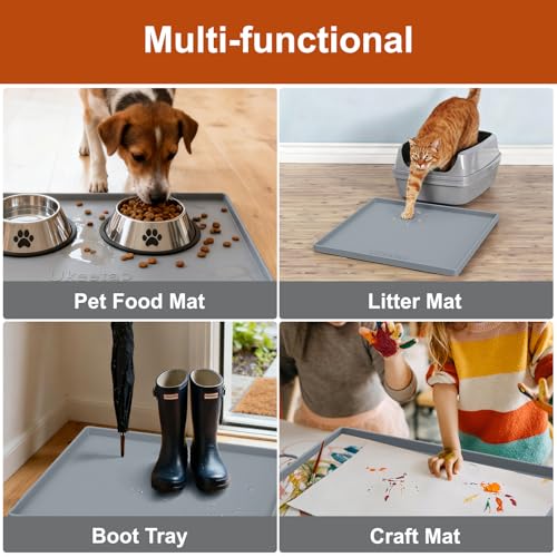 25" x 22" Extra Thick Silicone Mat Waterproof with Raised Edge, Gray - color: Gray, size: 25"L x 22"W