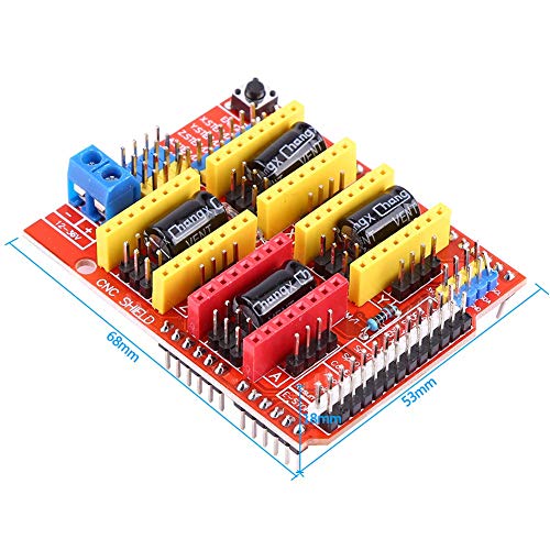V3.0 CNC Controller Board, 4Pcs Removable A4988 Stepper Motor Driver Set with 4Pcs Heat Sink, 68x53x18mm Expansion Board 3D Printer Engraver Parts, DC 12V to 36V