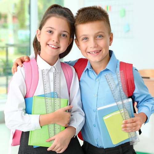 32 Pack Clear Plastic Ruler 12 Inch, Rulers Bulk for Classroom School