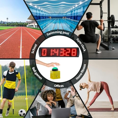 5 Inch 6-Digit LED Race Timer, Running Event Gym Timer for Countdown/Count Up, 12/24 Hour Real Time, Stopwatch with Remote Control, Portable Large Wall Clock(Button+Tripod) - style: button+tripod