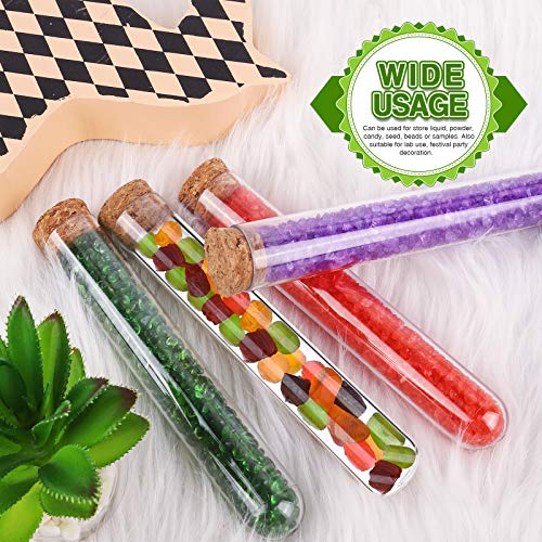 HNYYZL 25Pcs Clear Plastic Test Tubes with Cork Stoppers and 1 Brush, 25x160mm 50ml, Good Seal for Jewelry Seed Beads Powder Spice Liquid Storage, Lab Use or Decoration