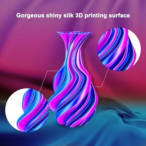 YOUSU Silk PLA Filament 1.75mm, 3D Printer Filament Dual Color Coextrusion Filament Silk Rose-Red Blue Color Change PLA, Compatible with Most of 3D Printer. - color: 2-pink/Blue