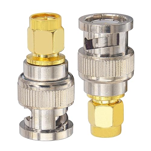 2PCS SMA/BNC RF Coax Adapter - SMA to BNC Connector - Antenna Adapter for SDR, Ham & Baofeng Radios - size: BNC Male to SMA Male
