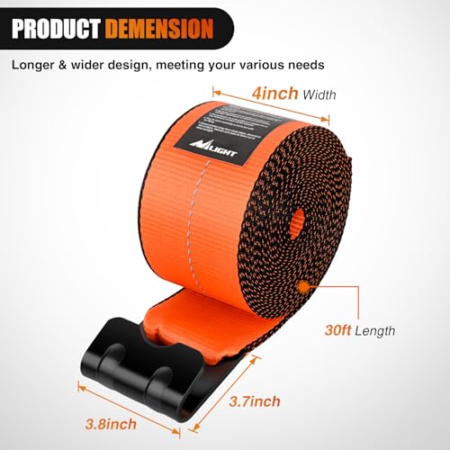 Nilight Truck Straps 4" x 30' Heavy Duty Tie Down with Flat Hooks - color: 4in x 30ft Truck Straps 2PCS Orange