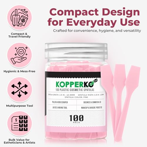 Kopperko Cosmetic Spatulas, 2.5 Inch, 100 Pack, Pink - color: Pink, size: 100 Spatulas