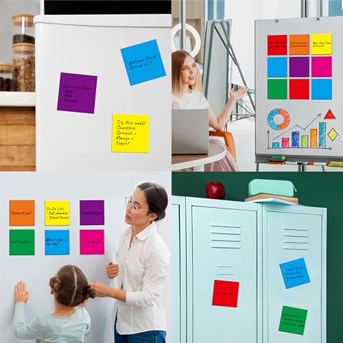 35 PCS Magnetic Sticky Notes, Reusable Dry-Erase Magnets, 7 Colors Magnetic Stickers with 1 Marker, Writable Labels for Whiteboard, Locker, Fridge, Metal Surfaces, School, Office, Home (3" x 3")