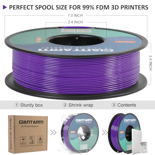 GIANTARM PETG Filament 1.75mm for 3D Printer, 1KG, Purple - color: Purple