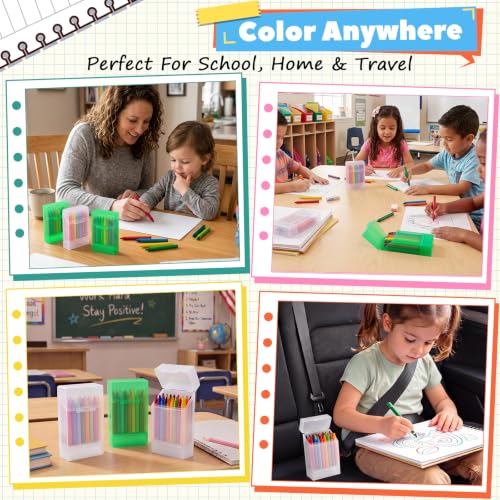 Clabby 2 Pcs 2 in 1 Plastic Crayon Box with Sharpener Holds 24, Clear,Green - color: Clear,Green