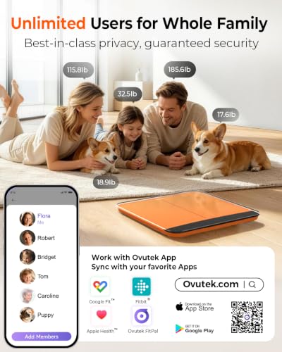 Ovutek 500lb Digital Bathroom Scale with Body Weight Trends App - color: Orange