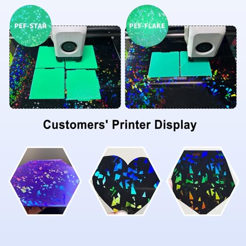 184x184mm PEF+PEY Holographic Build Plate for Bambu Lab A1 Mini, Rainbow Confetti PEF+Galaxy PEY Spring Steel Plate Print Bed for Bambu Labs 3D Printer - size: 184x184mm