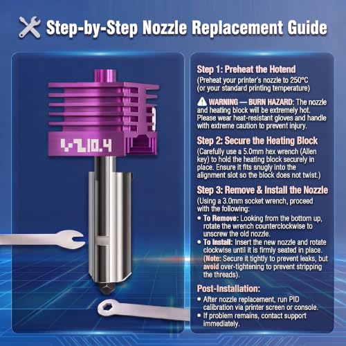 2PCS 0.4MM Hotend Kit for Bambu Lab P2S/H2D/H2C/H2S/X2D/A1/A2L/A1MINI - color: Purple, size: 0.4mm
