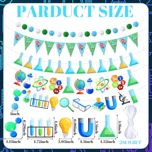 Wettarn 5 Pcs Back to School Decorations Science Lab Banners, Blue Green - style: Blue Green