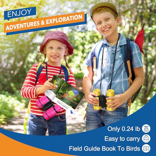 Toys for 3-7 Year Old Girl Boy: LET'S GO! Bird Watching Binoculars for Kids Ages 3 4 5 6 7 Year Old Girls Boys Outside Learning Toy for Kid Christmas Preschool Gift Toddler Binoculars Toy Stuffers - color: Yellow