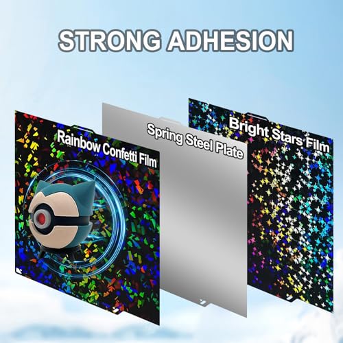 260x271mm PEF PEY Holographic Build Plate Double Sided Smooth Heated Print Bed Flexible Platform Print Plate for Elegoo Centauri Carbon 2/Centauri Carbon 3D Printer - size: 260x271mm