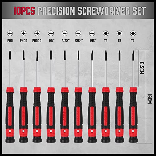11-Piece Precision Screwdriver Set - Magnetic Mini Screwdrivers for Eyeglasses, Watches, Computers, Laptops, Phones - Phillips, Slotted, Torx, Non-Slip Handle, Portable Storage Bag Included - color: 11 Pcs Precision - Electronics