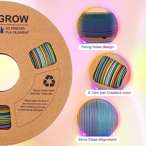 Comgrow Rainbow Colors Silk PLA 3D Printer Filament, PLA Filament 1.75mm - color: Rainbow Yellow