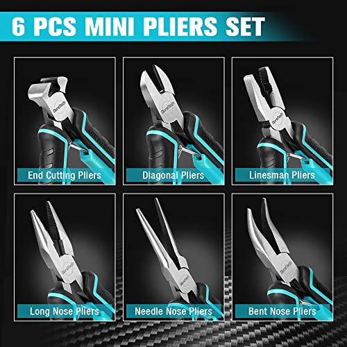 DURATECH Mini Pliers Set, 6PCS Jewelry Pliers Set, CRV Construction