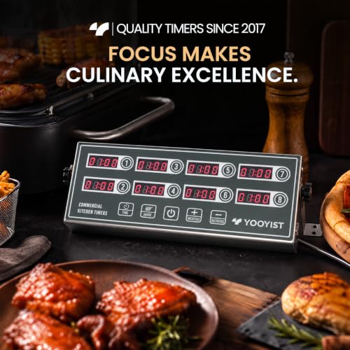Commercial 8 Channel Digital Kitchen Timer Loud Alarm Cook Timer - color: Gray