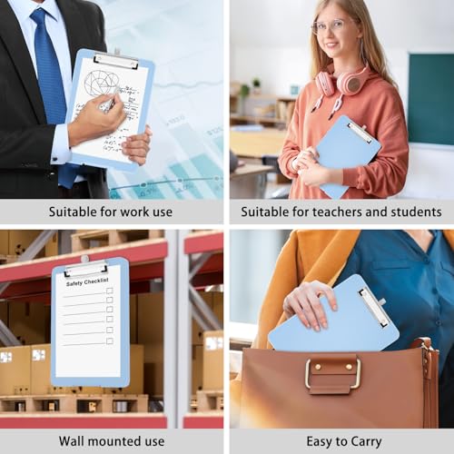 Hongri A5 Clipboard with Storage, Metal Retractable Pen Holder, Blue - color: Blue